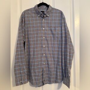 johnnie-O - Men’s Brown/Blue Plaid Button Down Shirt. Size XL. Blended Fabric